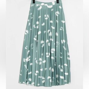 Asos Design Womens Size 4 High Rise Pleated Midi Skirt‎ in Brush Stroke Print